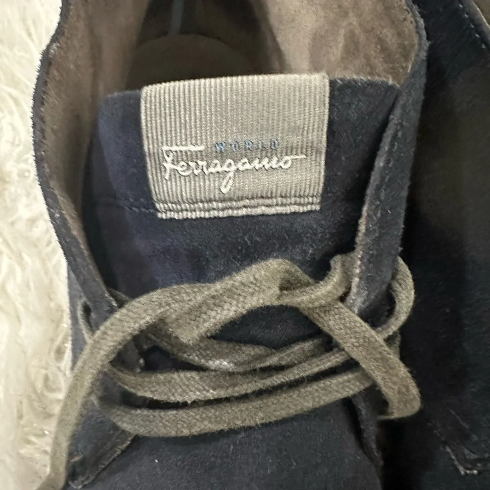 Salvatore Ferragamo Midnight Suede Chukka Boots Sz 8